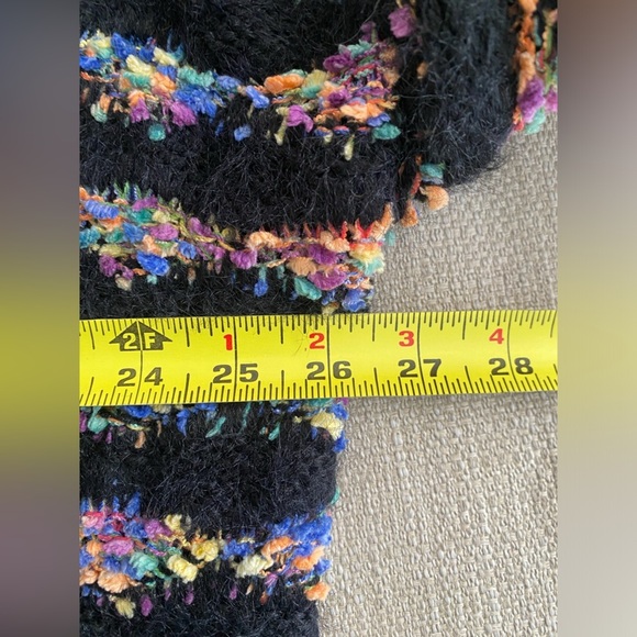Dreamers Sweater Women’s Medium Black Rainbow Oversized Open Front Cardigan - Picture 7 of 10
